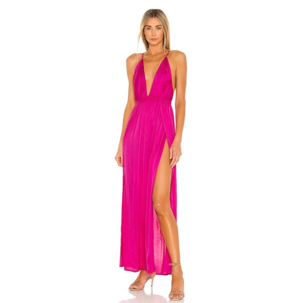 Indah River Pink Sleeveless Tie Back Maxi Dress Women's Size S/M - Picture 4 of 14